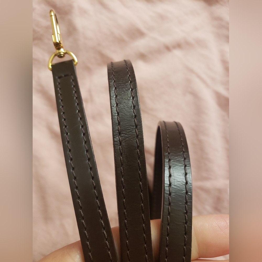 LOUIS VUITTON Authentic Brown Leather Strap with Gold Hardware